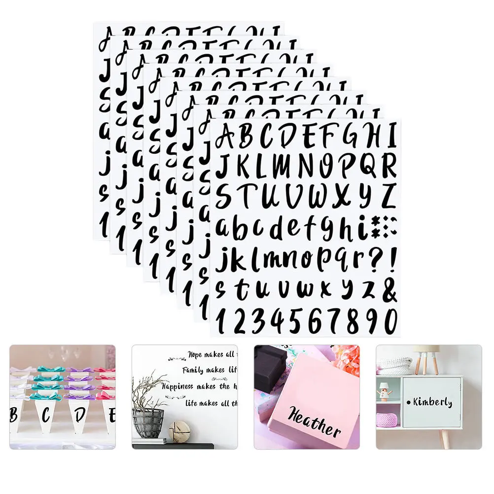 

8pcs Self-Adhesive Pvc Wall Stickers Waterproof Alphabet Number Decals For Door Window Mailbox Diy Decor Black