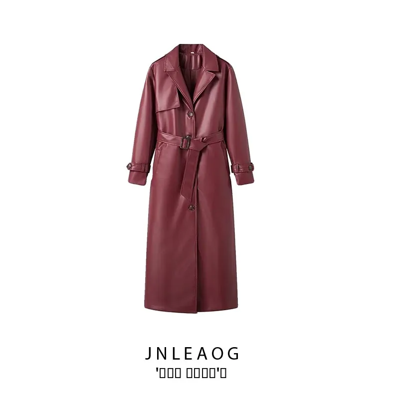 JNLEAOG Inverno Nuovo Faion Design Casual Long Sle Jaet in pelle da donna Versatile Streetwear Cappotto in fibra di poliestere
