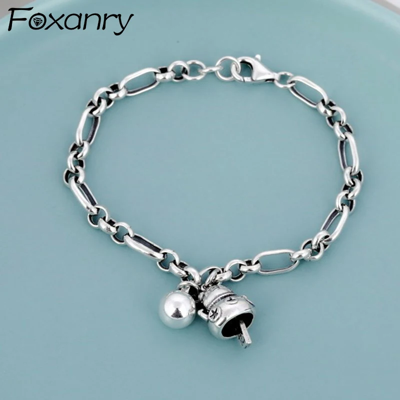 Foxanry Silver Color Lucky Cat Bracelets For Women Girl Vintage Simple Fashion Good Luck Birthday Party Jewelry Accessories Gift