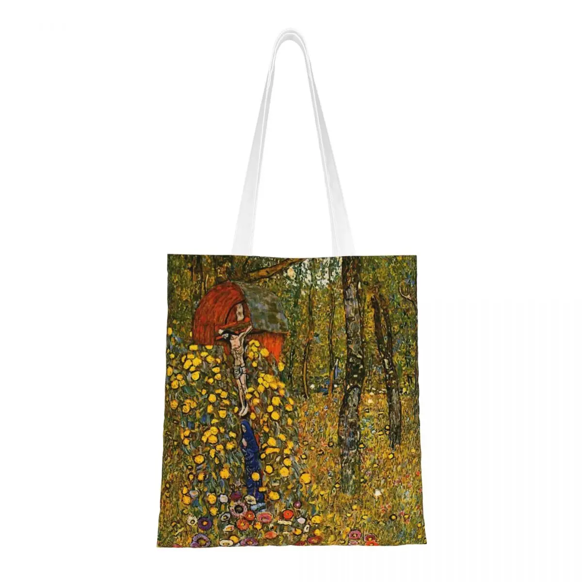 Gustav Klimt-Country Garden Canvas Tote Bag para mulheres e homens, design estético, exclusivo, sacolas de compras