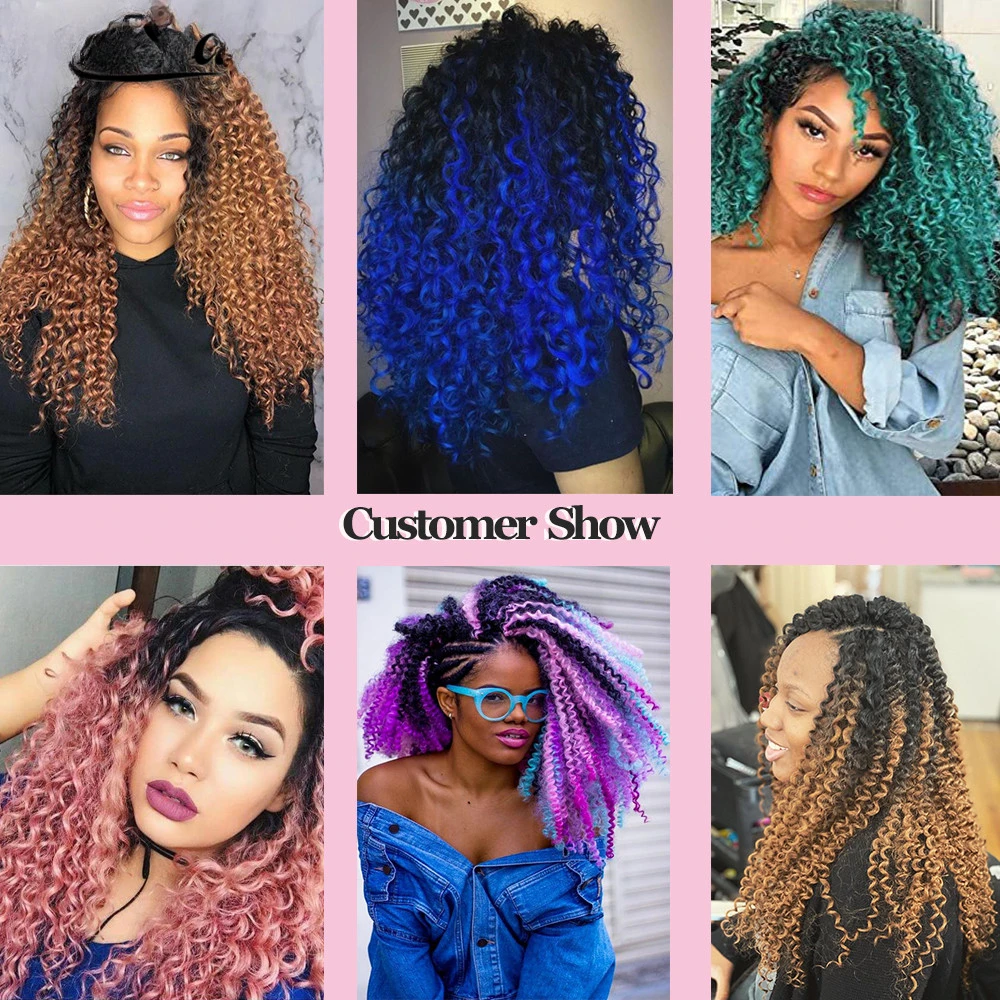 14 Inch Water Twist Deep Wave Braiding Hair Natural Synthetic Hair For Weaving Crochet Braid Ombre Blue African Curls