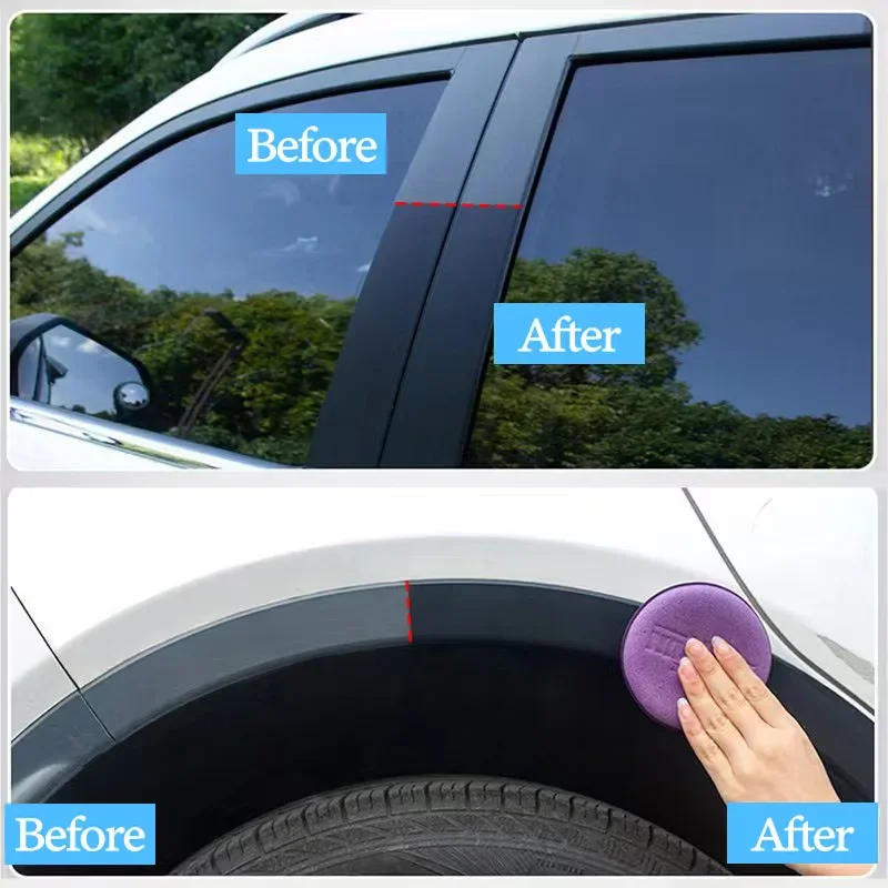 Car Plastic Restorer Rubber Trim Back To Black Plastic Longlasting Renovation Wax Polish Hydrophobic Coating Auto Care Accesorry