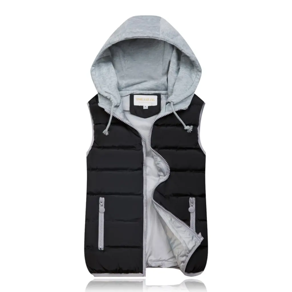 

Women's Large Size Candy-Colored down Cotton Vest Korean Style Autumn Winter Hooded Jacket Casual Outerwear
