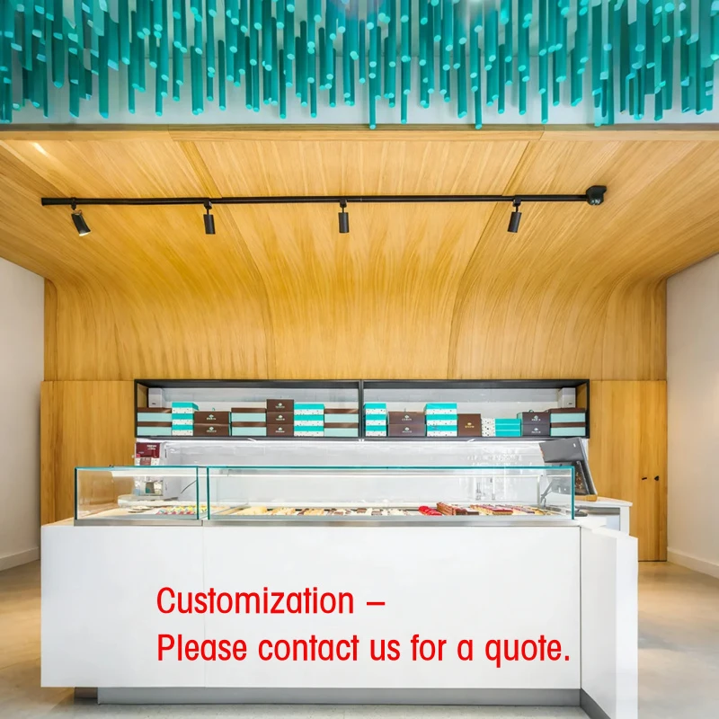 custom.White Matte Cabinet + Ultra White Glass Cover LED Lighting Bakery Display Factory Customized High-end Retail St