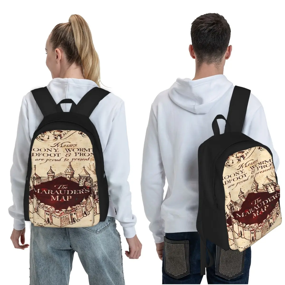 Marauders Magic Map Student Backpack School Bag Hiking Travel Daypack for Men Women Fashion Bookbag Shoulder Bags