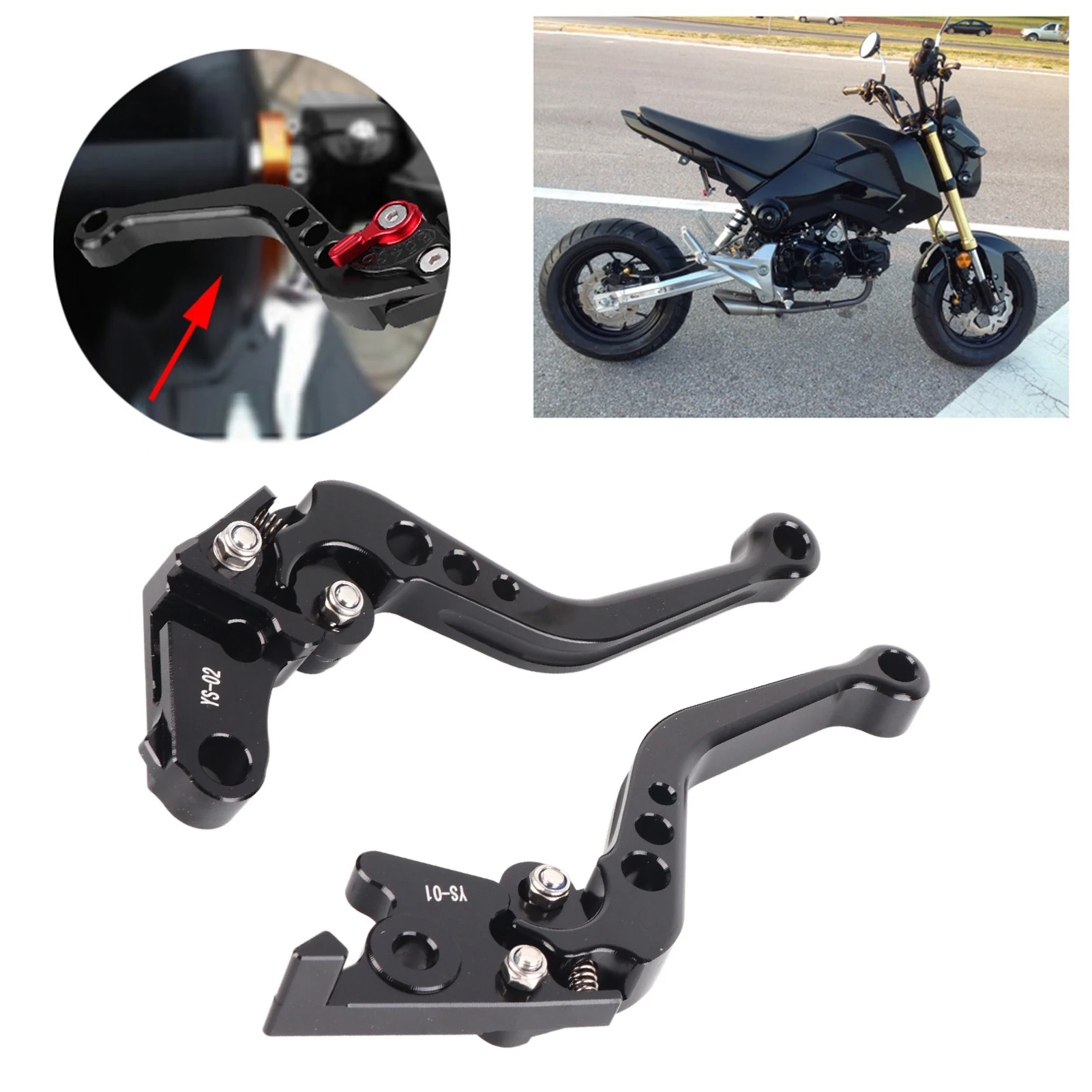 

Brake Lever Handle Motorcycle Short Brake Lever Handle for Grom MSX125 ‑ Black 13‑18 Short Brake Levers