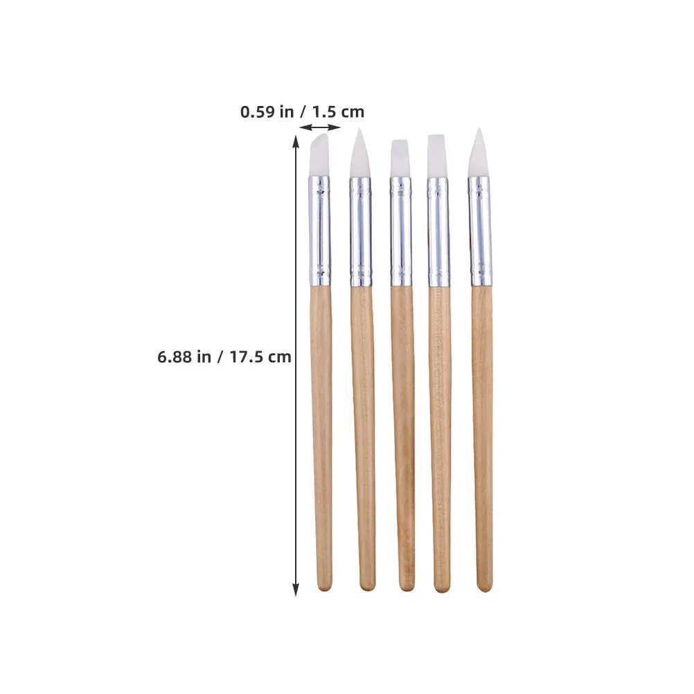 10Pcs Pottery Sculpture Clay Carving Tools Soft Silicone Tip Wooden Handle for Crafting Embossing Modeling Ceramic Needle Tool
