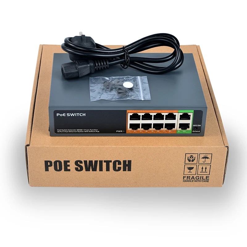 SZJCAY 8Ports POE Switch,Total power 104W,Transmission speed 100Mbps ,Used for IP Cam,Single port maximum power 48V 30W