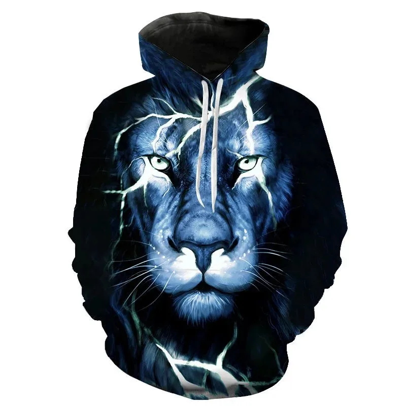 

Men's and women's 3D lion print hoodie sweater with children's hoodie, long sleeve, cool, casual, boy, girl, new