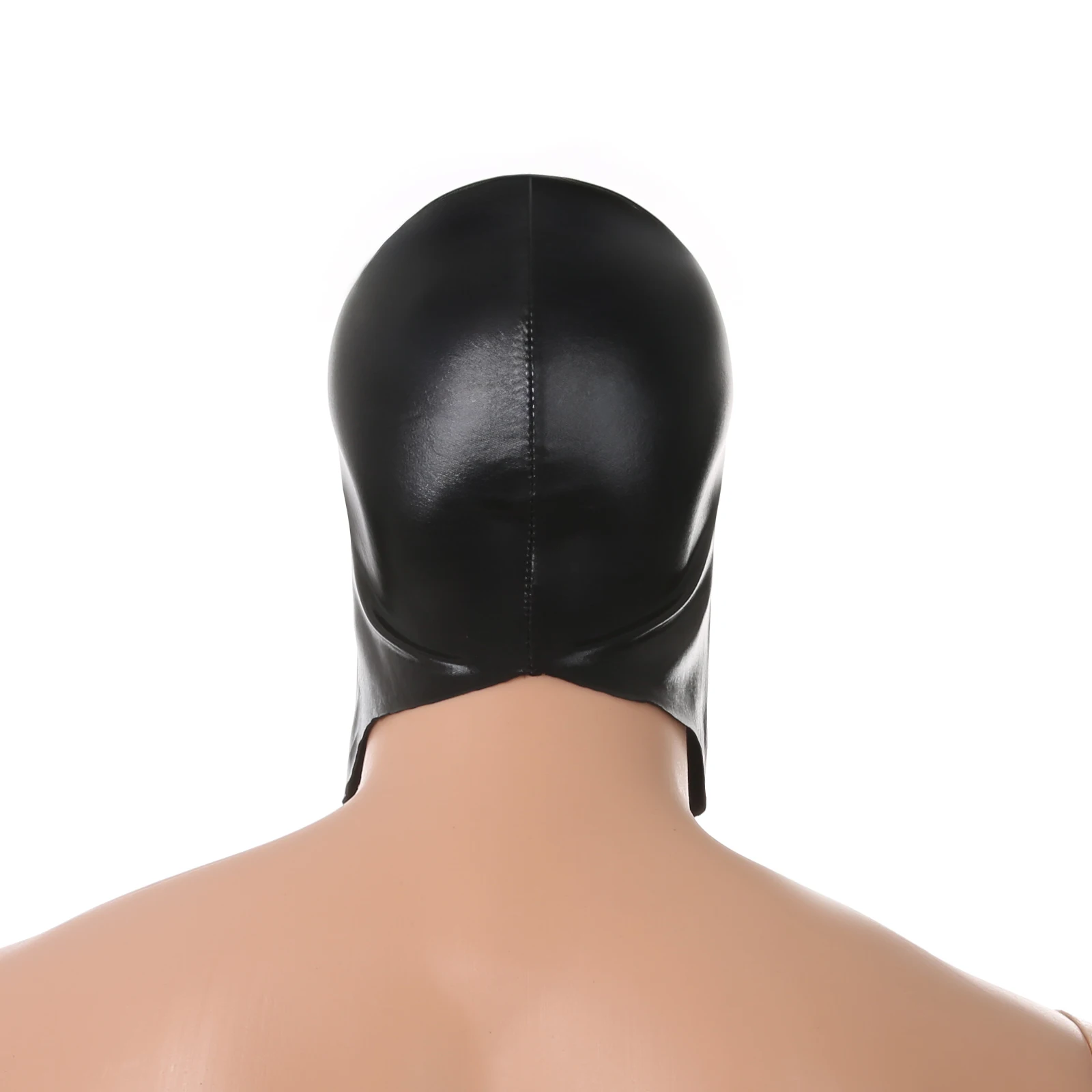 Men Cosplay Face Mask Faux Leather Unisex Wet-Look Headgear Open Eyes and Mouth Women Hood Role Play Costume image 4