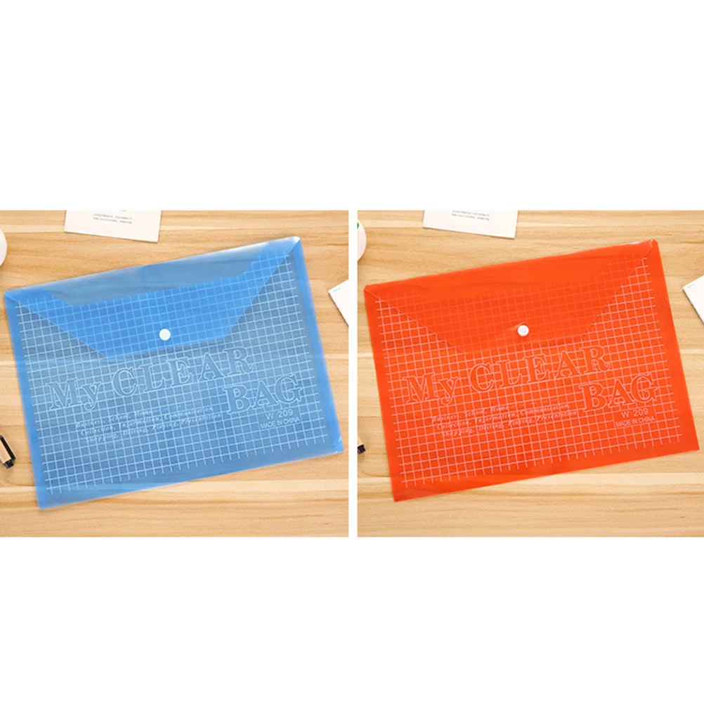 

12pcs A4 Press Button File Holder Transparent Pp Document Organizer For Office School Stationery Storage Waterproof
