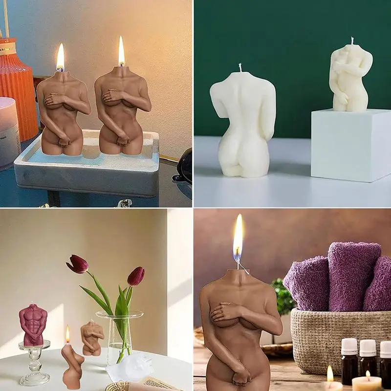 Silicone Human Body Candle Mold 3D Shy Nude Man Woman Figure DIY Soap Mould For Making Candle Aesthetic human body Home Decor