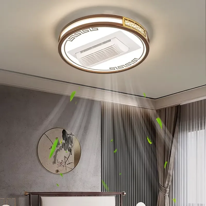 Modern LED Silent Home Bladeless Ceiling Fan Light Remote Control Living Room Bedroom Hotel