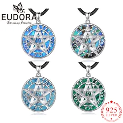 Eudora 925 Sterling Silver Tetragrammaton pentagramma collana colore Shell Malachite amuleto ciondolo 4 colori uomo donna gioielli regalo