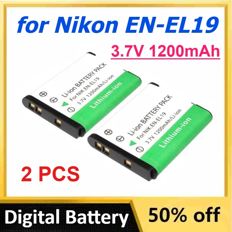 

for Nikon EN-EL19 3.7V 1200mAh Li-ion Digital Battery for Nikon S100 S2500 S2600 S3100 S6400 S4100 S4150 S3300 S4300 Batteries