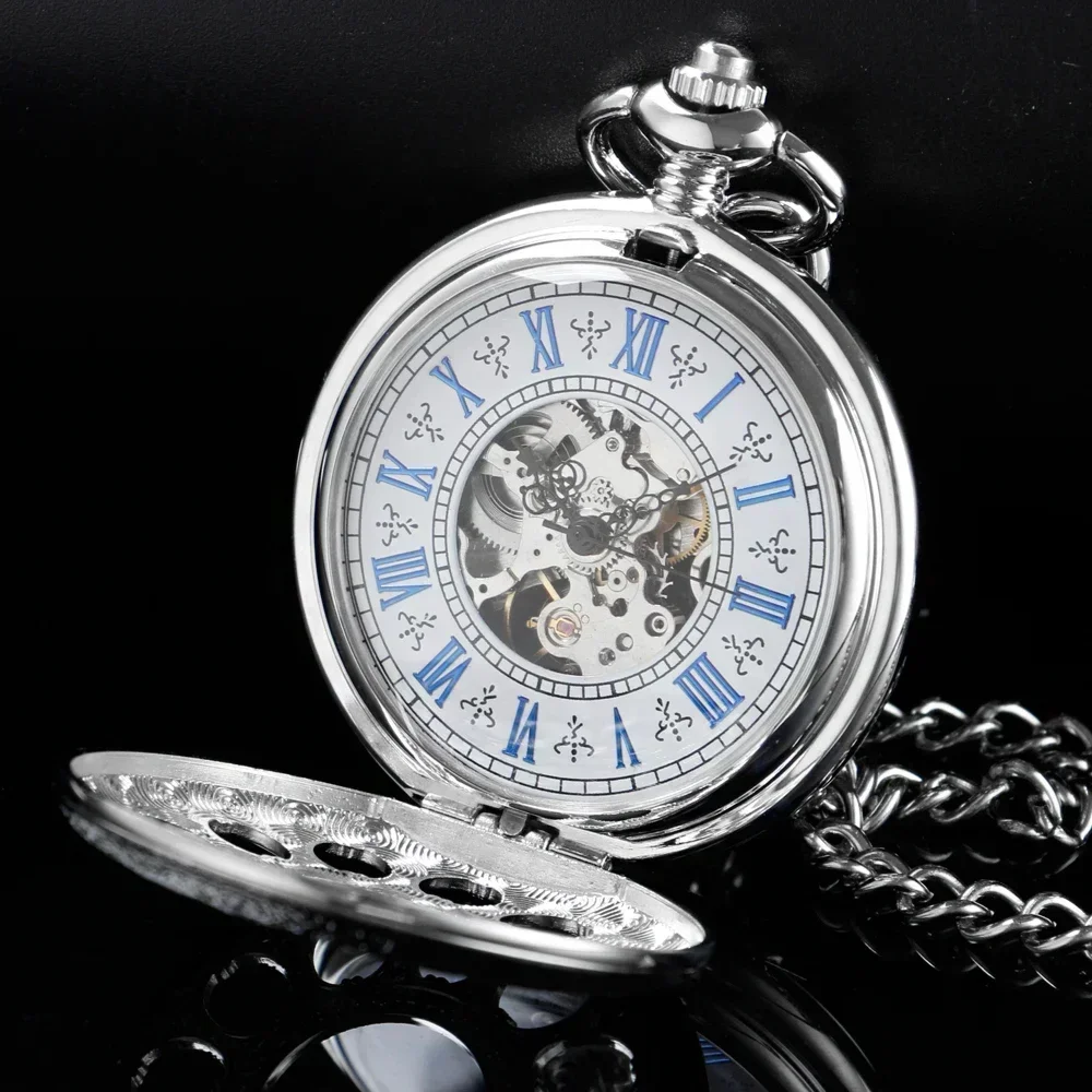 10 ชิ้น/ล็อตขายส่ง Luxury Hollow Mechanical นาฬิกาพ็อกเก็ตนาฬิกาสวย Fob นาฬิกาผู้ชายผู้หญิงนาฬิกาของขวัญวันเกิด