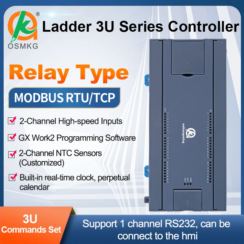 oshangming 24 Input 16Relay Output PLC Analog Input Output 8 Pulse RS485 RS232 LAN Modbus Rtu /TCP ladder Diagram PLC Controller