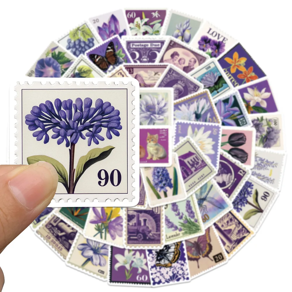 10/30/50PCS Ästhetische Lila Blume Stempel Aufkleber Cartoon DIY Reise Gepäck Laptop Kind Klassische Spielzeug Aufkleber graffiti Aufkleber