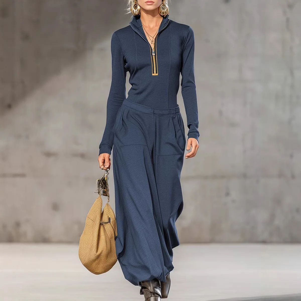 

Новый женский повседневный костюм-двойка 2026: толстовка на молнии с капюшоном и брюки с широкими штанинами и карманами, доступны разные цвета