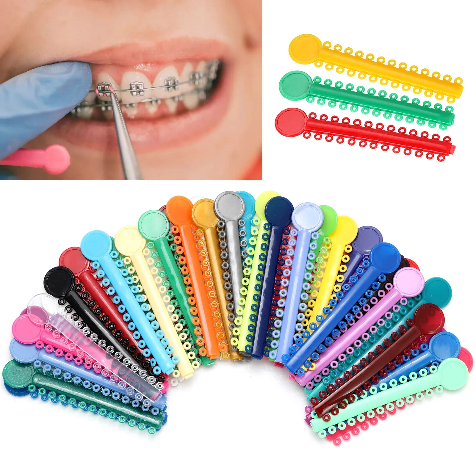 1040PCS/40Sticks Dental Kieferorthopädische Elastische Ligatur Krawatten für Hosenträger Bunte Ligatur Module Ortho Behandlung Werkzeuge – Detail 8