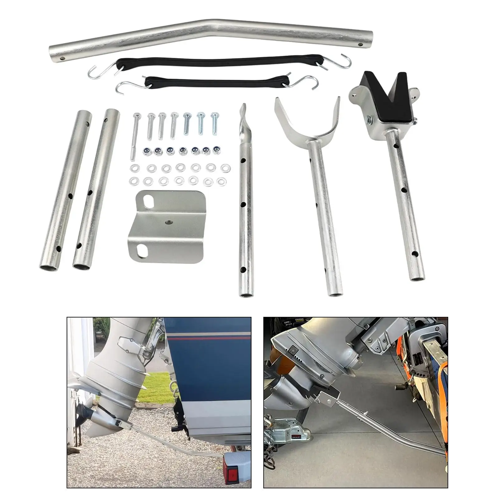 Shock Absorbing Transom Protector Bracket Carbon Steel Outboard Motor Support Rod for PVC Boat Accessories