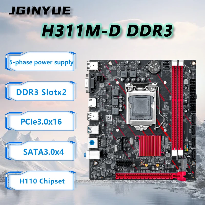 JGINYUE H110 Chip Motherboard support Intel 6/7/8/9th M-ATX DDR3 32GB RAM Desktop PC H311 office Industrial-control Workstation