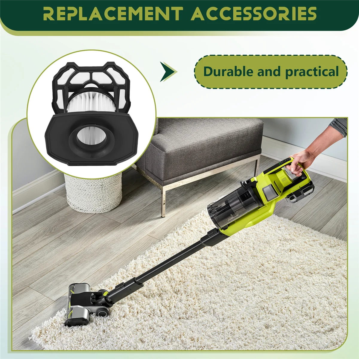 3шт для Ryobi 313282002   18, передний HEPA-фильтр для пылесоса, запасные аксессуары, прочные детали