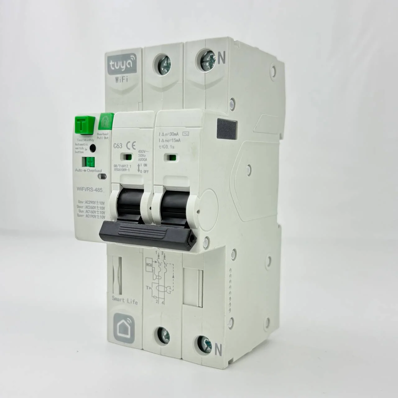 32/63/80/100A WIFI/RS-485 Communication Smart Switch Smart Life Energy Meter Kwh Metering Monitoring Circuit Breaker MCB
