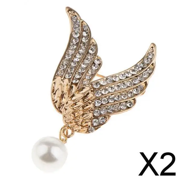 2X Stunning Rhinestone Pearl Dangel Pin Brooch Mens Suit Collar Lapel Pin