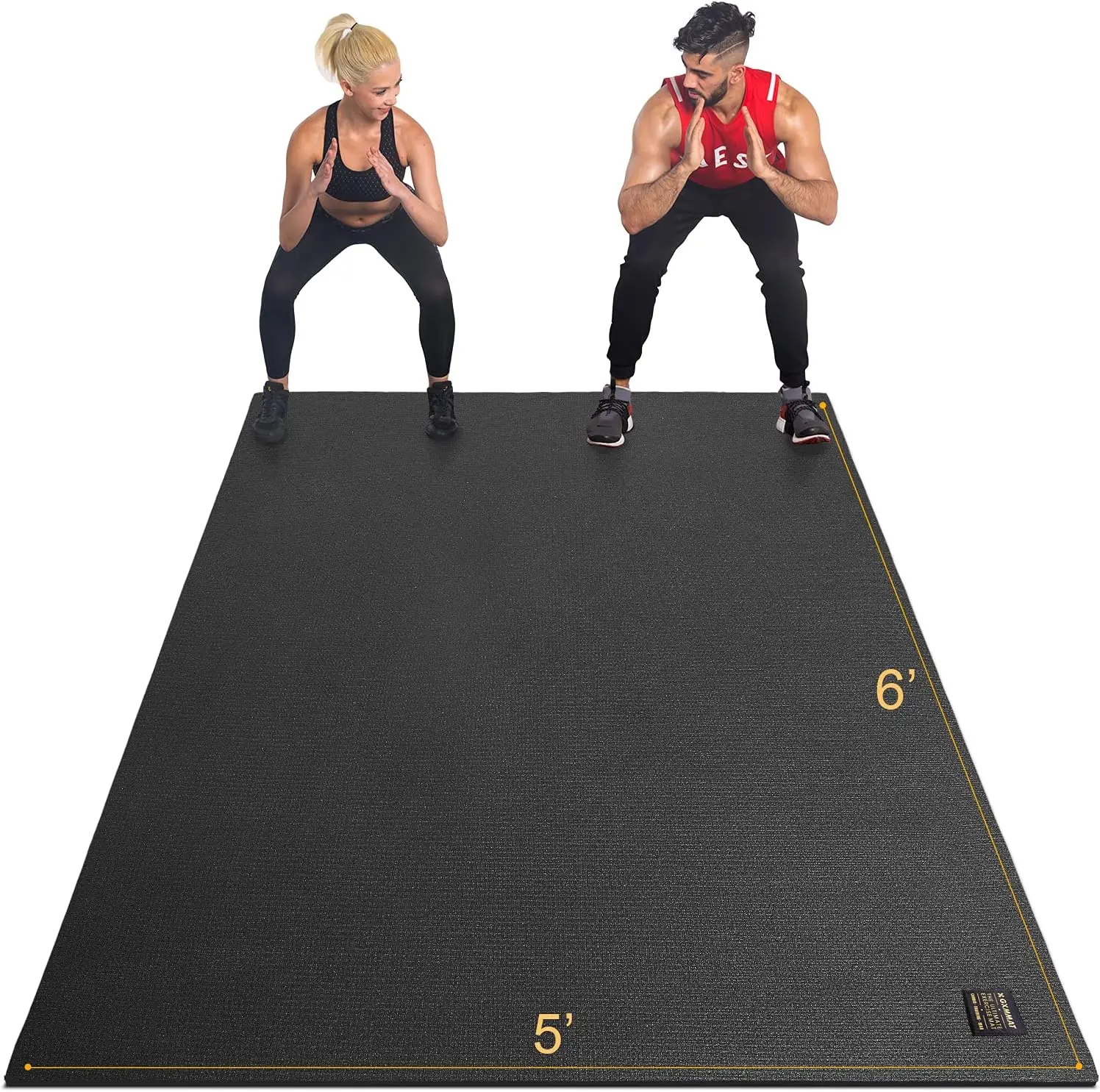 Large Exercise Mat 6'x5'x7mm, Non-Slip Workout Mats for Home Gym Flooring, Extra Wide and Thick Durable Cardio Mat, High Density