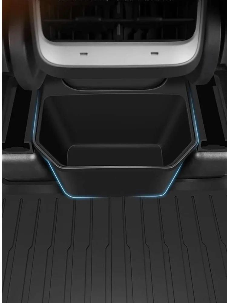 Rear Seat TPE Storage Box Magnetic Cover For Tesla Model Y Juniper 2026 Under Air Vent Case Trash Can Organizer Car Accessories