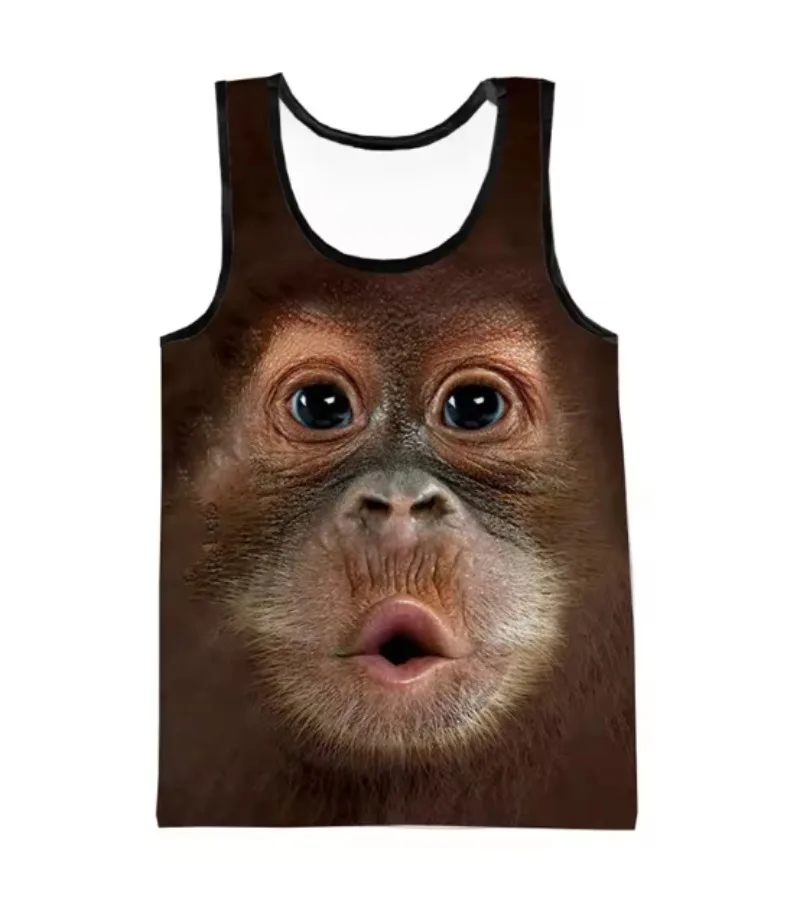 Nuevo mono gorila ropa informal con impresión 3D, camiseta sin mangas de gran tamaño para hombre, chaleco de gimnasio para culturismo, ropa para hombre