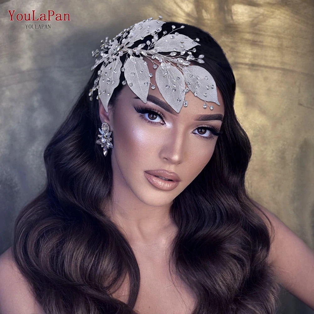 

TOPQUEEN Bride Headpiece Simulation Leaves Woman Headband Handmade Wedding Hair Accessories Bridal Head Jewelry Headdress HP285