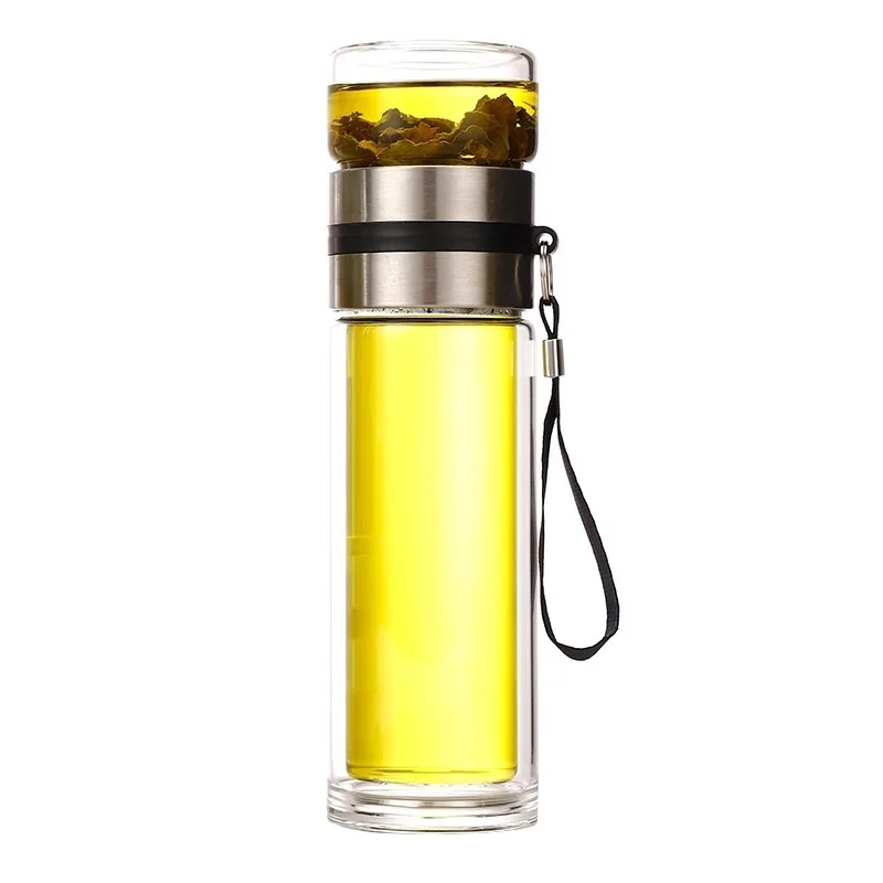High borosilicate glass tea separator cups Transparent Insulation Tea cups heatresistant Double-Layer Portable Water Cup Infuser