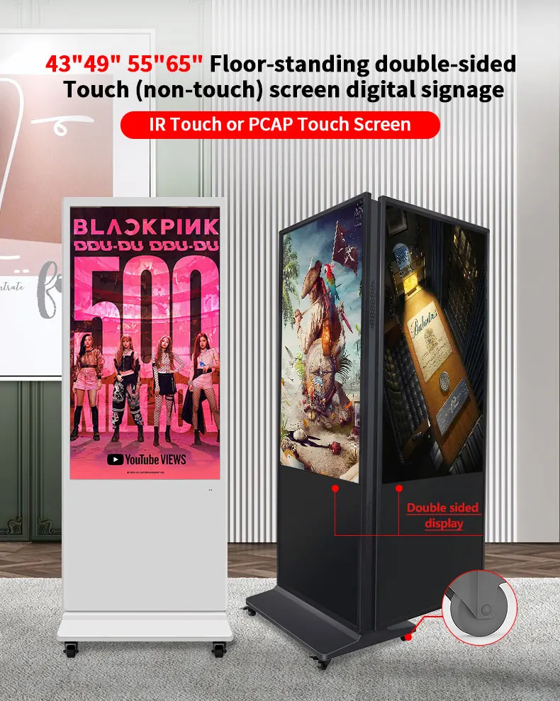 Indoor Double Side Kiosk Digital Signage Lcd Screen 55'' For Shopping Mall Advertising