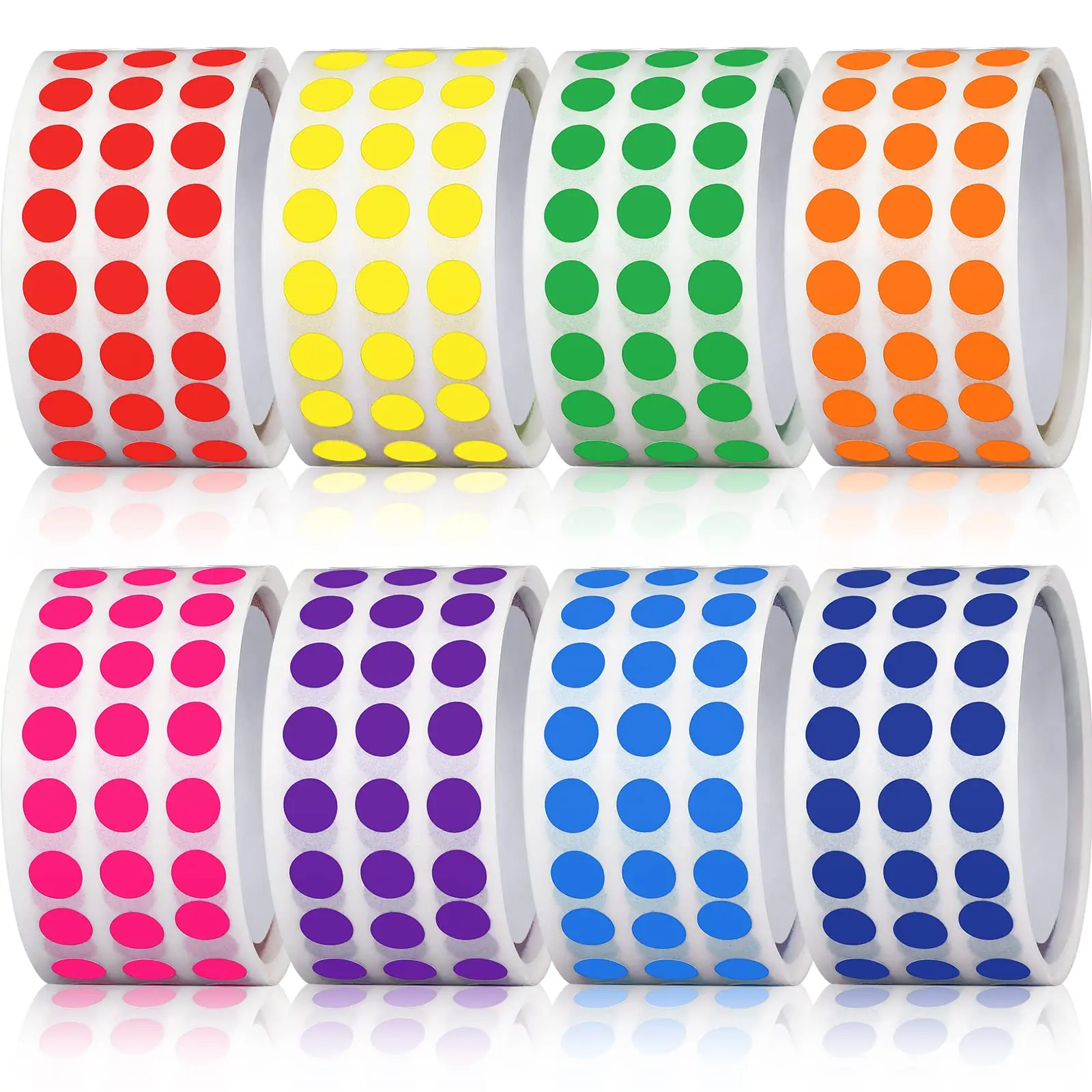 8000 Pieces 1/4 Inch Round Color Coding Labels Roll Solid Colors Dot Stickers Adhesive Colored Circle Stickers.