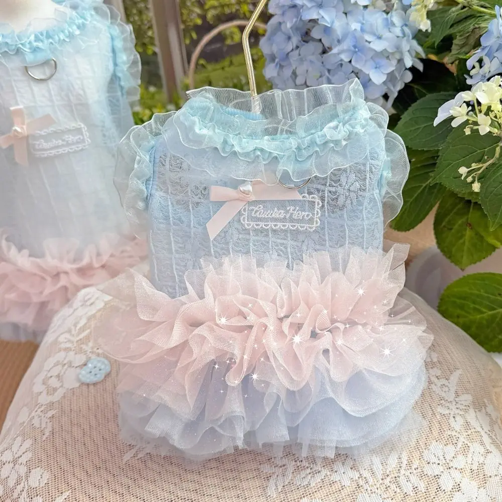 

Fashion Cute Pet Mesh Dress Lace Bow Comfortable Dog Princess Skirt Soft Breathable Pet Clothes For Small Medium Dog Cat