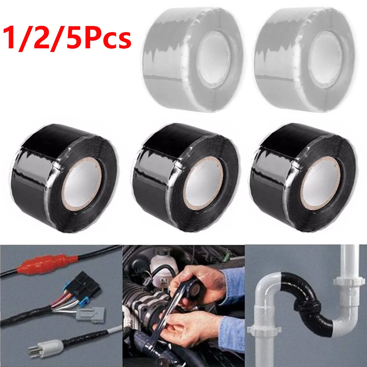 

1/2Pcs Waterproof Rubber Silicone Repair Bonding Tape Rescue Self Fusing Wire Repairing Versatile Self-Fusing Garden Water Pipe