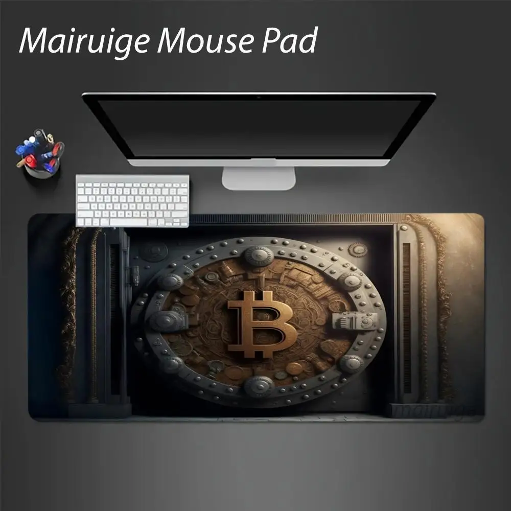 لوحة ماوس بيتكوين رائعة كبيرة لطاولة ألعاب مكتب الكمبيوتر حصيرة 100x50 XXL مطاطية مضادة للانزلاق لوحة مفاتيح الألعاب وسادات الماوس الطويلة للمكتب