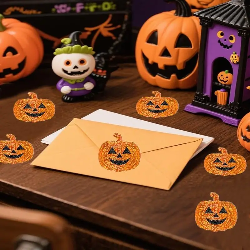 Halloween Laser Pumpkin Roll Stickers Envelope Magazine JournalDIYDecoration Halloween party supplies
