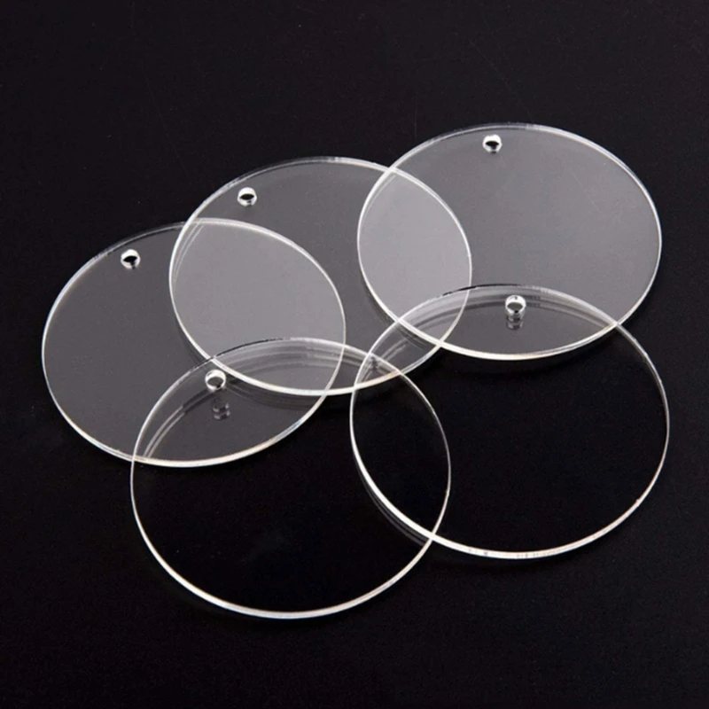 50Pcs/100Pcs Valentine's Day Acrylic Keychain Discs Round-shaped Ornament H9ED