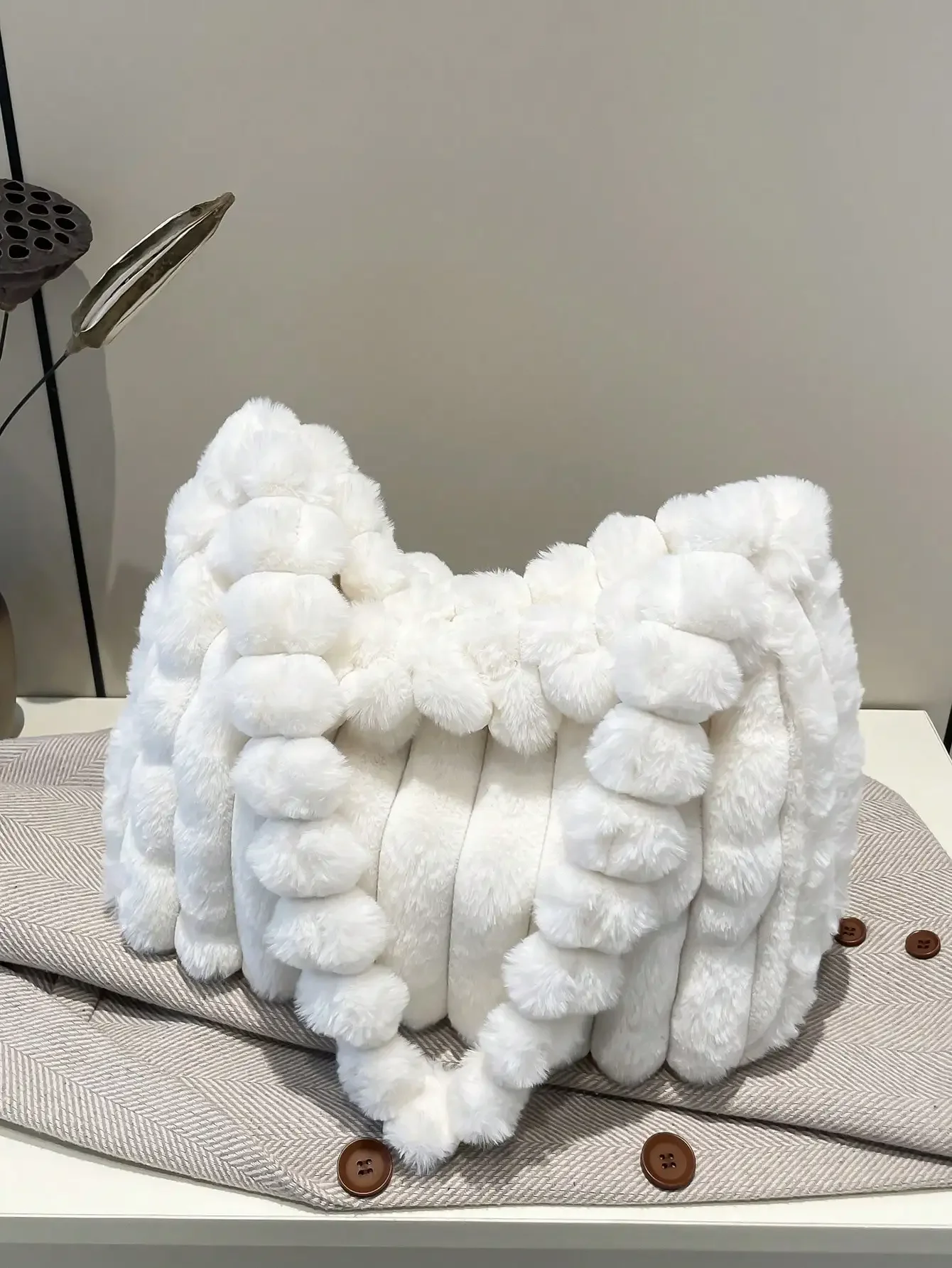 

Модная плюшевая сумка-тоут, большая вместительная элегантная качественная однотонная модная сумка через плечо, роскошная женская сумка