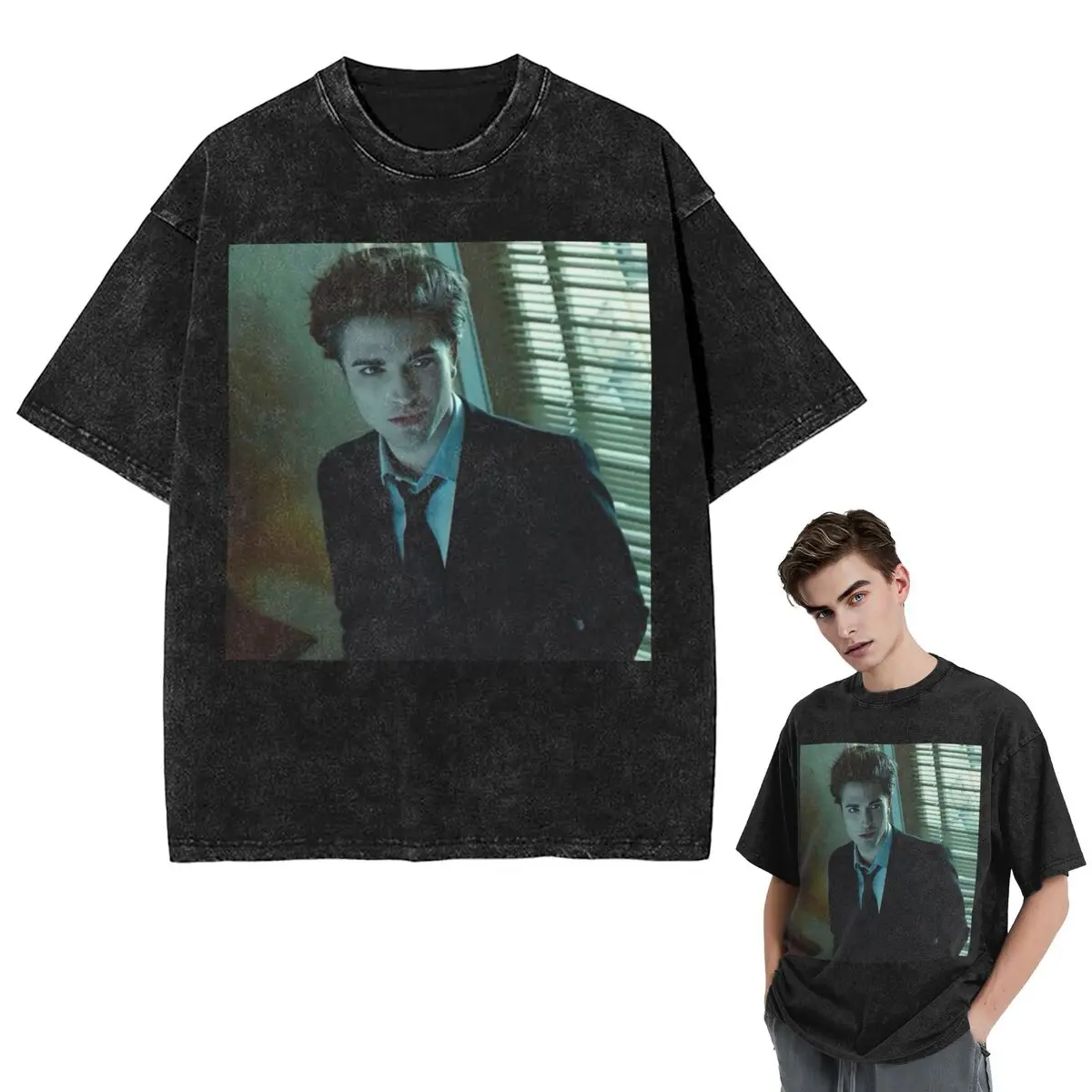 

Уличная одежда Футболки The Twilight Saga Edward Cullen Washed Футболка с коротким рукавом Хип-хоп Футболка Топы Футболки для мужчин и женщин