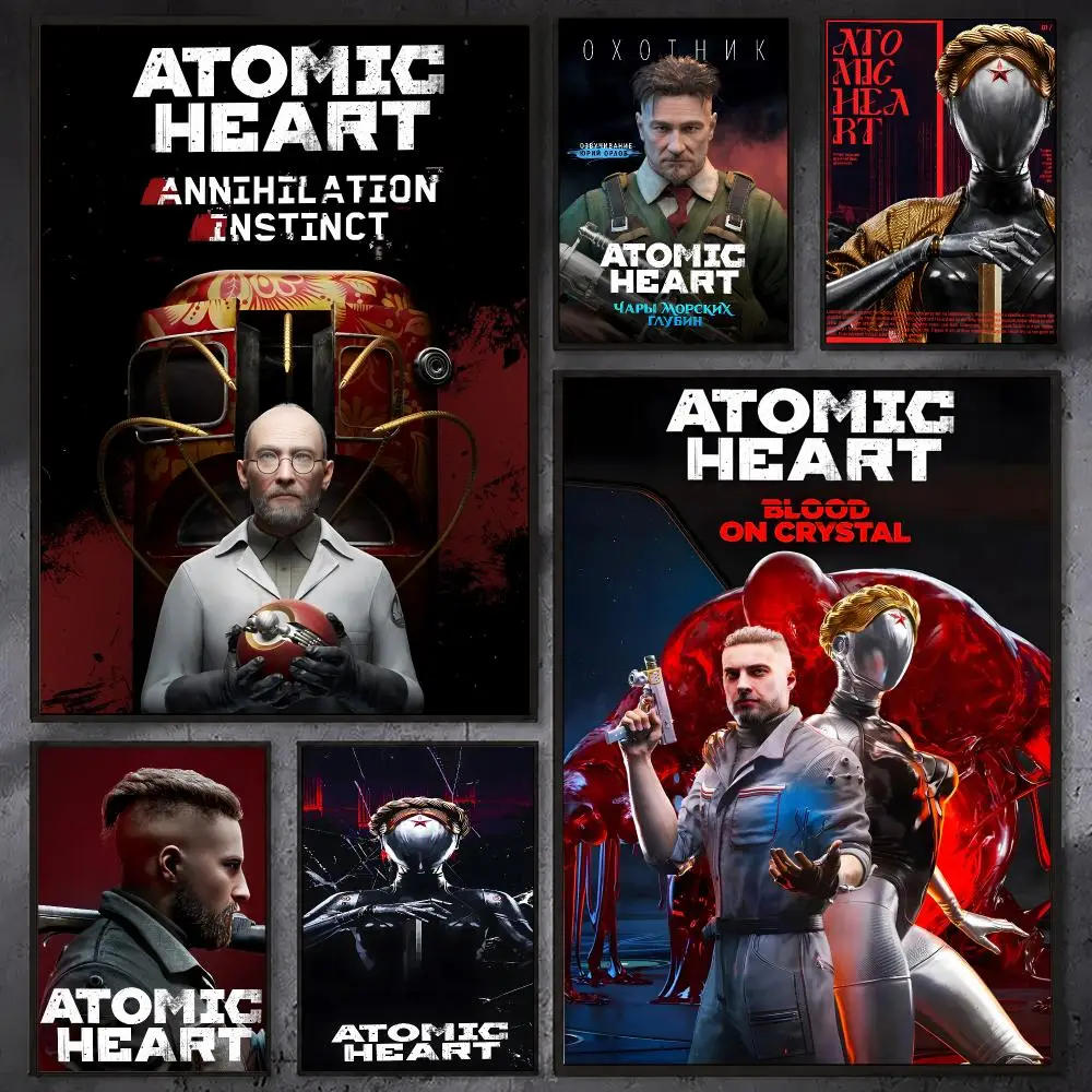 A-Atomic H-Heart Shooting Poster Waterproof Sticky Wall Art Print For Bedroom Living Room Hallway Bar Home Decor