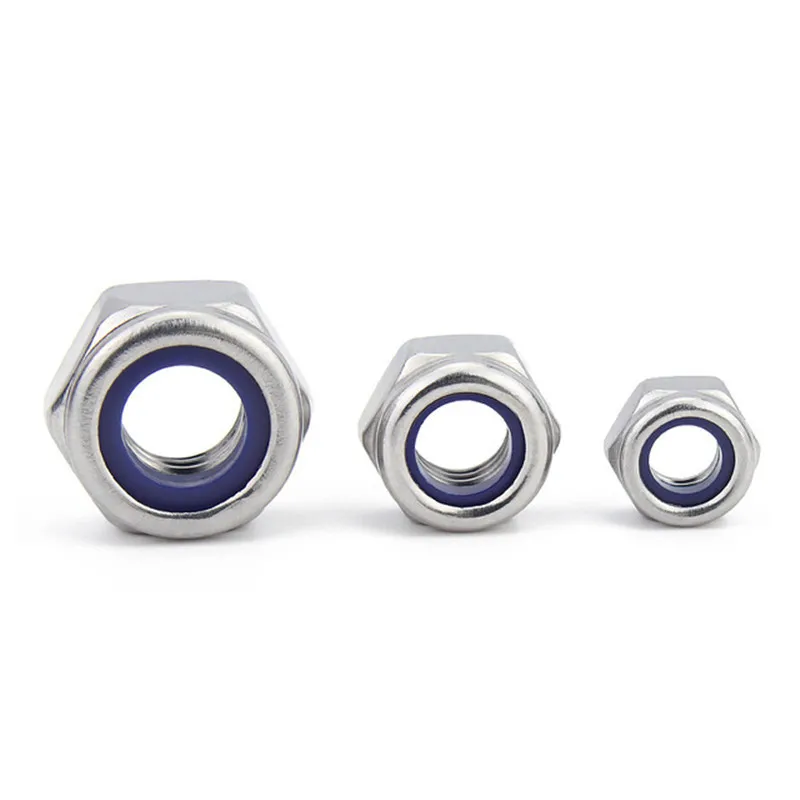 304 Stainless Steel Hex Locknut M2 M2.5 M3 M4 M5 M6 M8 M10 M12 M14 M16 -M20 DIN985 Hex Self Locking Nuts Nylon Insert Lock Nut