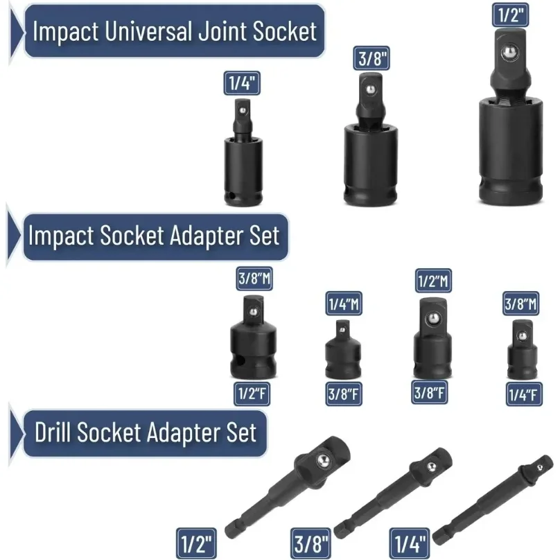Socket Convertor Adaptor 1/2 To 3/8 3/8 To 1/4 3/4 To 1/2 Air Wrench Joints Ratchet Drive Adapter Socket Adaptor Repair Tools