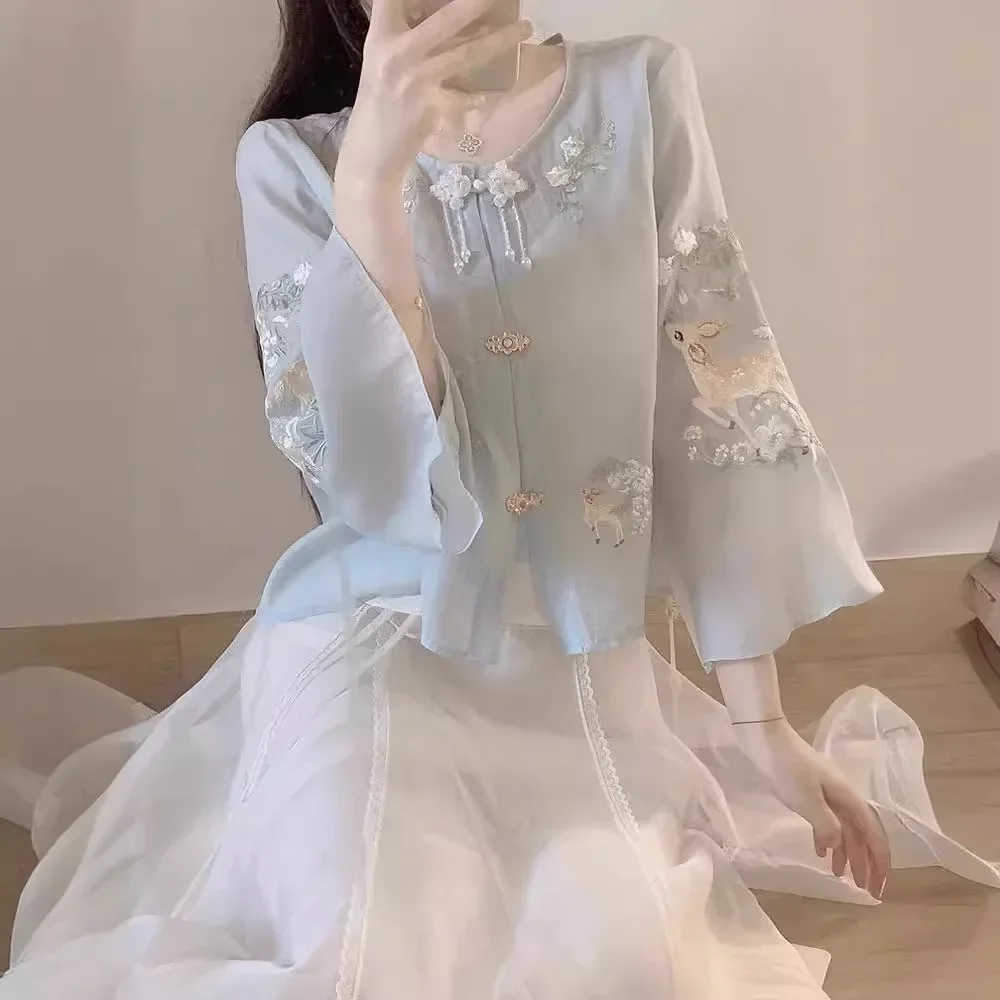 Plus Size New Chinese Style Adult Hanfu Suit Women's Summer 2024 New Tang Costume Improved Hanfu Set Clothing