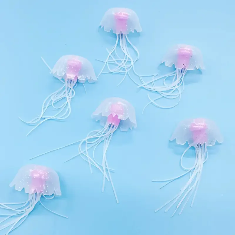 3pcs/6pcs Fish Tank Landscape Simulation Jellyfish Decoration Silicone