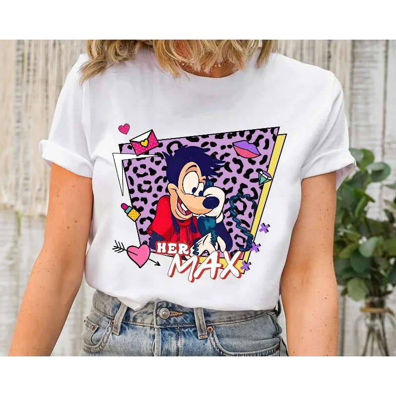 قمصان ريترو 90s ماكس وروكسان، تي شيرت بنمط فيلم جوفي ديزني للزوجين لعيد الحب، تي شيرت هدية عيد ميلاد ديزني