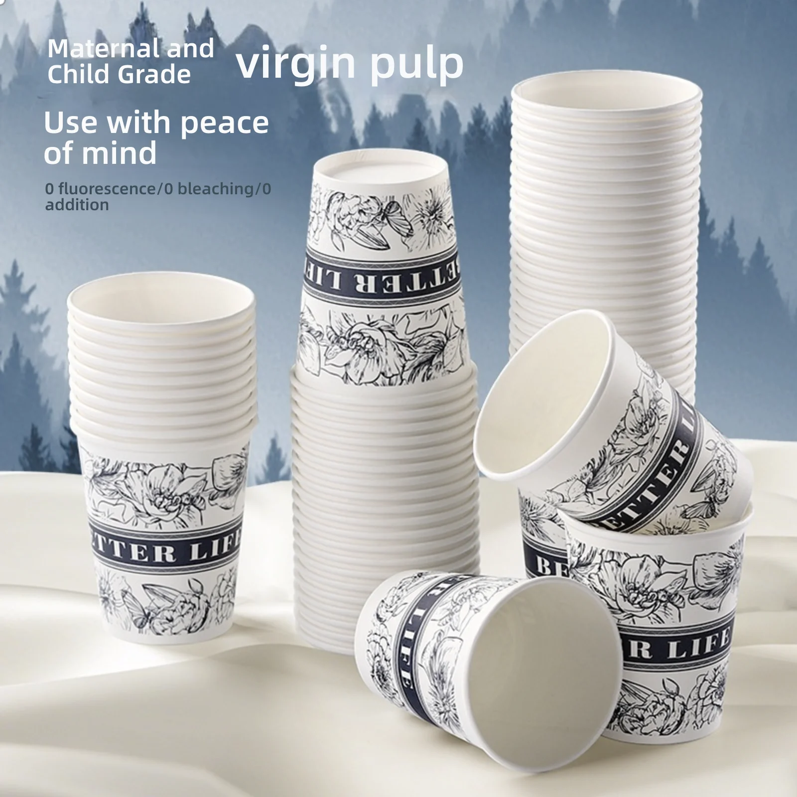 

Hardened disposable paper cups household thickened water cups office leak-proof tea cups group dining cups wholesale available